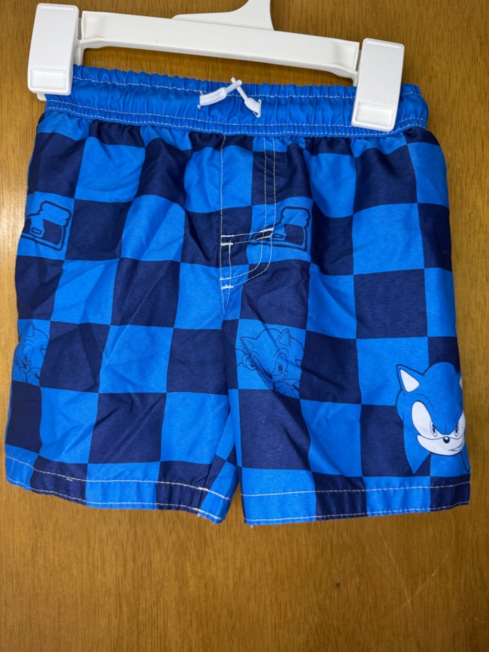 Sonic Checkerboard Blue Kids Swim Shorts with liner